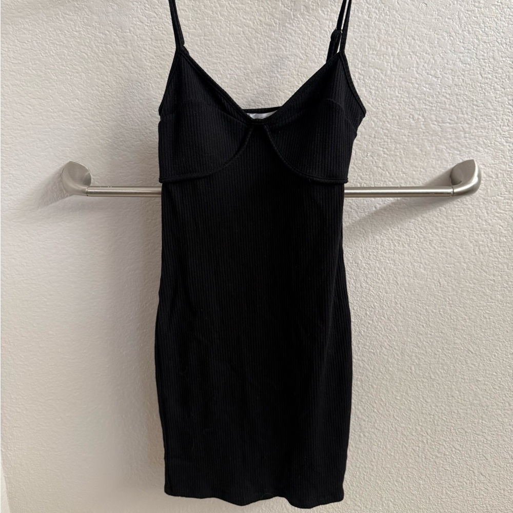 ASTR the Label Black Ribbed Bodycon Mini Dress - Size L